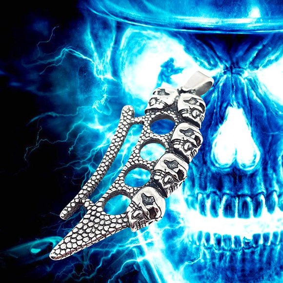 Retro Punk Skull  Stainless Steel Pendant NECKLACE - Picture 1 of 10